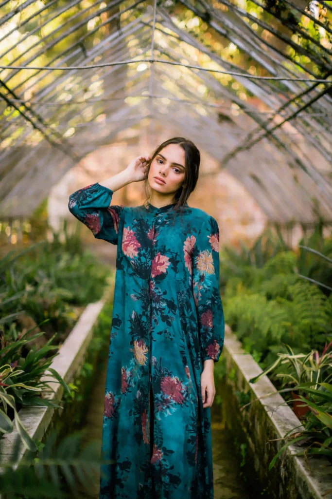 a girl wearing blue maxi dress in best boutique kochi